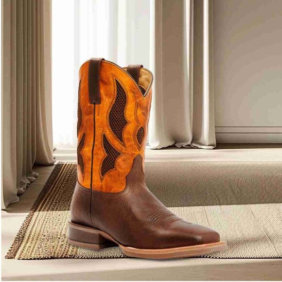 Cody James Mens Broad Square Toe Orange Western Performance